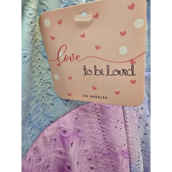 Love To Be Loved Pastel Watercolor Tie Dye Eyelet Knit Sun Dress Toddler Girl 4T - Picture 3 of 7